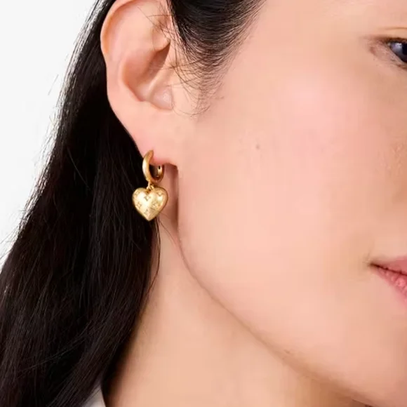 Kate Spade My Precious Gold Heart Huggies Earrings - Picture 5 of 11